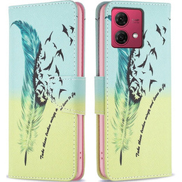 Откидной чехол для Motorola Moto G84 5G, Wallet, feather, синий