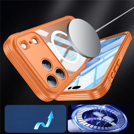 Протиударний чохол зі склом для MagSafe для iPhone 17 Pro Max, помаранчевий