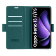 Чехол для Oppo Reno 13F / Oppo Reno 13FS, ERBORD Glossy Litchi, кошелек с клапаном, зелёный