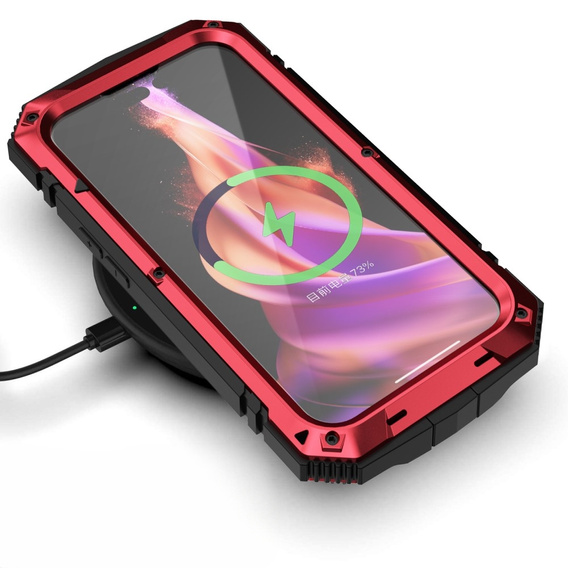 Чехол для iPhone 15, R-JUST, бронированный, красный / черный