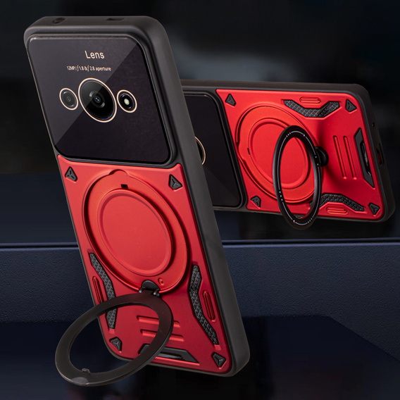 Бронированный чехол для Xiaomi Redmi A3, Magnetic Ring, красный