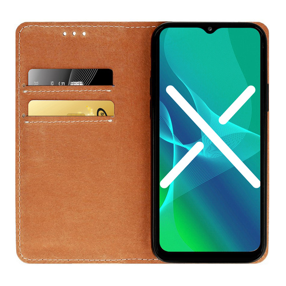 Чехол для Samsung Galaxy A15, кожаный чехол-книжка, красный + стекло