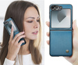 Чехол для Samsung Galaxy Z Flip7 FE / Z Flip6, CASEME Litchi Leather, синий
