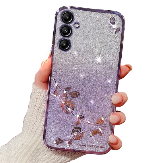 Чохол для Samsung Galaxy A25 5G, Glitter Flower, фіолетовий