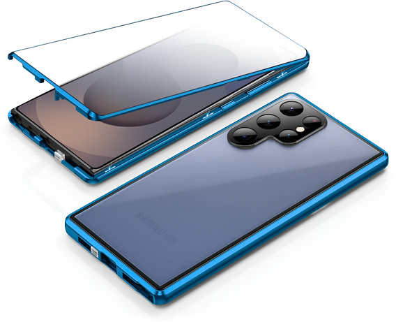 Чехол для Samsung Galaxy S25 Ultra, Magnetic Dual Glass, синий