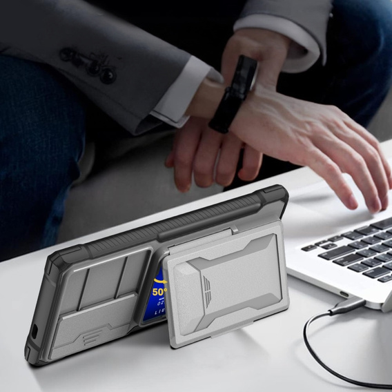 Чехол для Samsung Galaxy S24 Ultra, ERBORD SlideGuard with Card Holder, серый