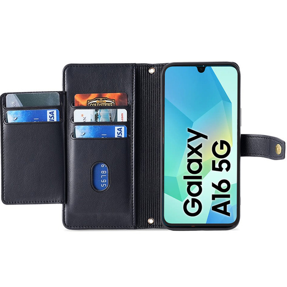 Чохол-книжка для Samsung Galaxy A16, Wallet Zipper Pocket, чорний