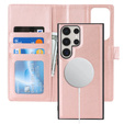 Чехол с откидной крышкой для Samsung Galaxy S23 Ultra, бумажник, для MagSafe, розовый rose gold