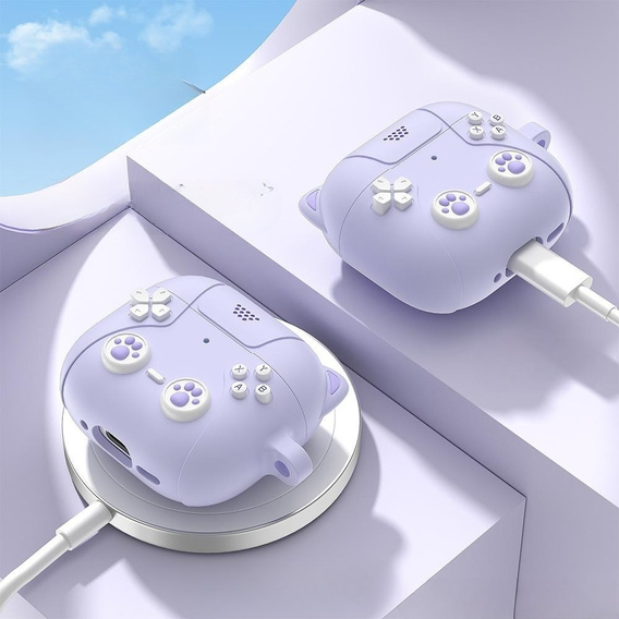 Силіконовий чохол з мотивом котячої лапки з брелоком для Apple AirPods Pro 3