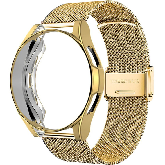 Металический браслет с чехлом для часов Samsung Galaxy Watch 4 Classic 46mm, Gold
