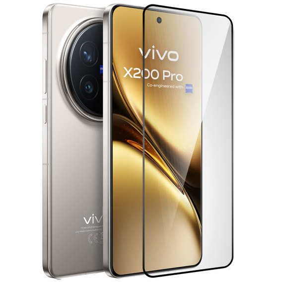 3D загартоване скло для Vivo X200 Pro 5G, чорна рамка