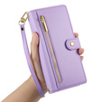 Откидной чехол для iPhone 16, Wallet Zipper Pocket, фиолетовый