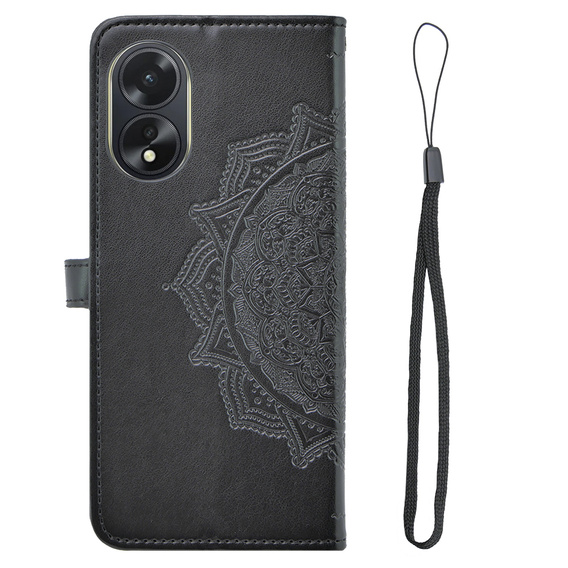 Откидной чехол для Oppo A38 4G / Oppo A18 4G, Mandala, чёрный