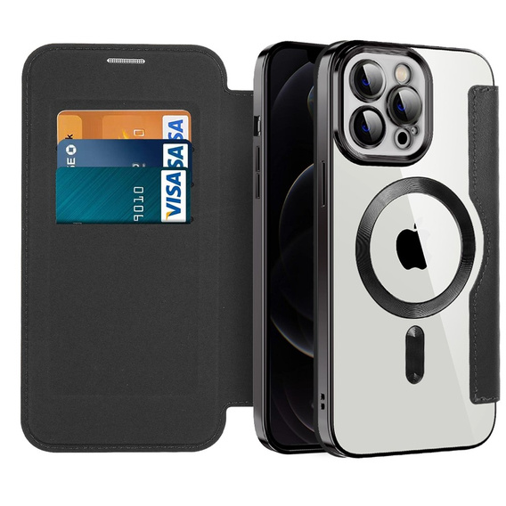 Откидной чехол для iPhone 12 Pro Max, RFID Wallet MagSafe CamShield, чёрный