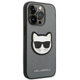 Чехол Karl Lagerfeld до iPhone 14 Pro, Saffiano Choupette Head Patch, серебряный