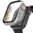 2в1 чехол и защитное стекло для часов Apple Watch 7/8 45MM, Silver/Orange