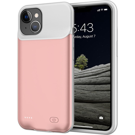 Чехол с батареей 6500mAh до iPhone 13, розовый