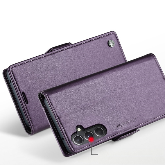 Откидной чехол для Samsung Galaxy S23 FE, CASEME Wallet, тёмно-фиолетовый + 9H стекло