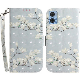 Чохол-книжка для Motorola Moto E22 / E22i, Wallet, flowers magnolia, білий