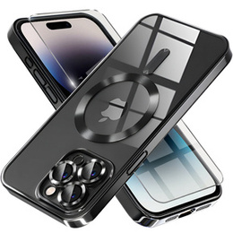 Чехол для iPhone 14 Pro, Electro MagSafe, чёрный + стекло для экрана