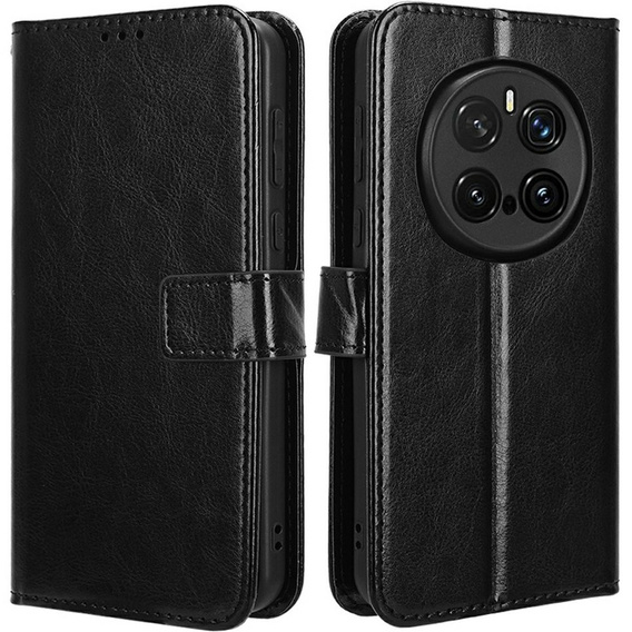Откидной чехол для Honor Magic 7 Pro, Crazy Horse Wallet, чёрный