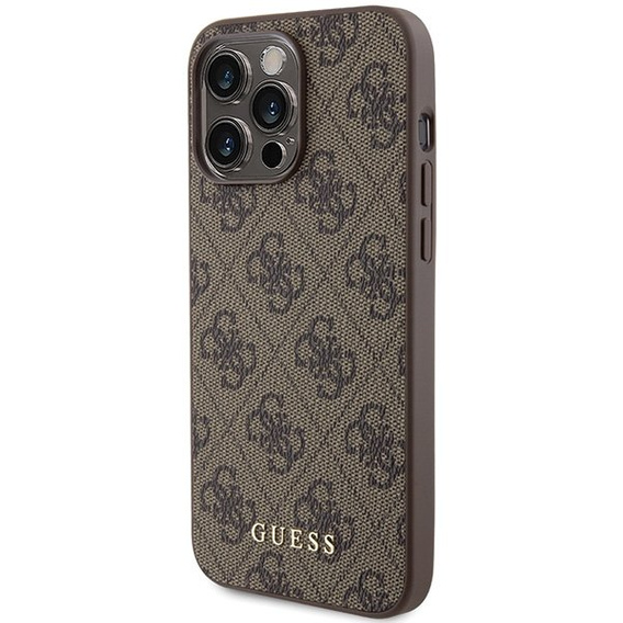 Чехол GUESS до iPhone 15 Pro Max, 4G Metal Gold Logo, коричневый
