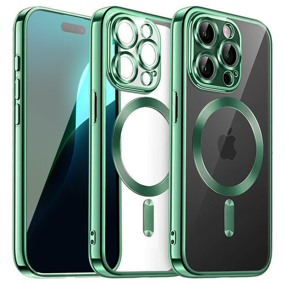 Чохол для iPhone 16 Pro, Electro MagSafe, зелений + Скло на екран