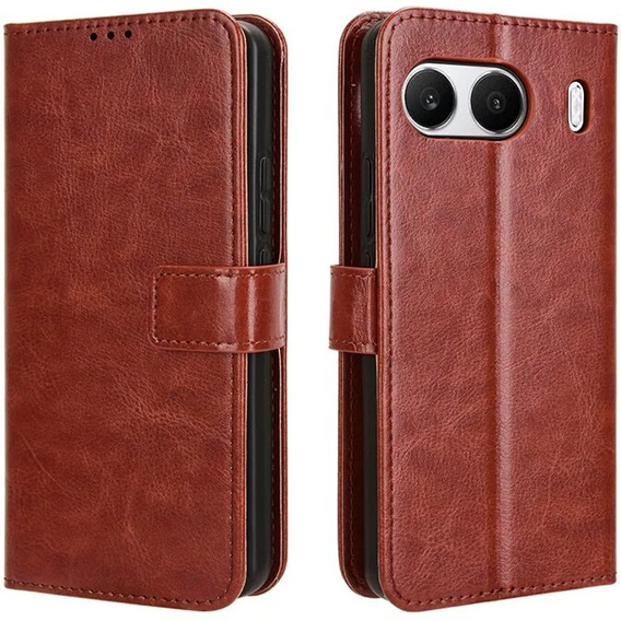Откидной чехол для OnePlus Nord 4, Crazy Horse Wallet, коричневый