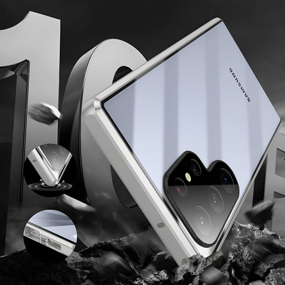 Чехол для Samsung Galaxy S25 Ultra, Magnetic Dual Glass, серебряный