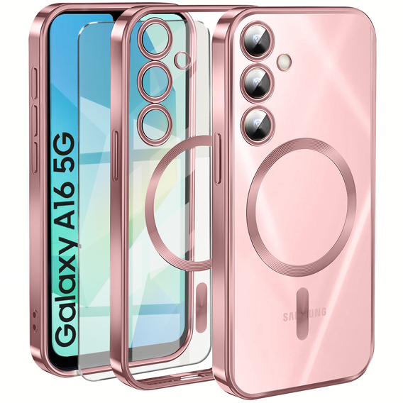 Чохол для Samsung Galaxy A16, Electro MagSafe, рожевий + Скло на екран