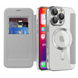 Откидной чехол для iPhone 16 Pro, RFID Wallet MagSafe CamShield, серебряный