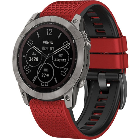 Силиконовый ремешок для Garmin Fenix 7 / Forerunner 965 / 955 / 945 / 935, красная / черный