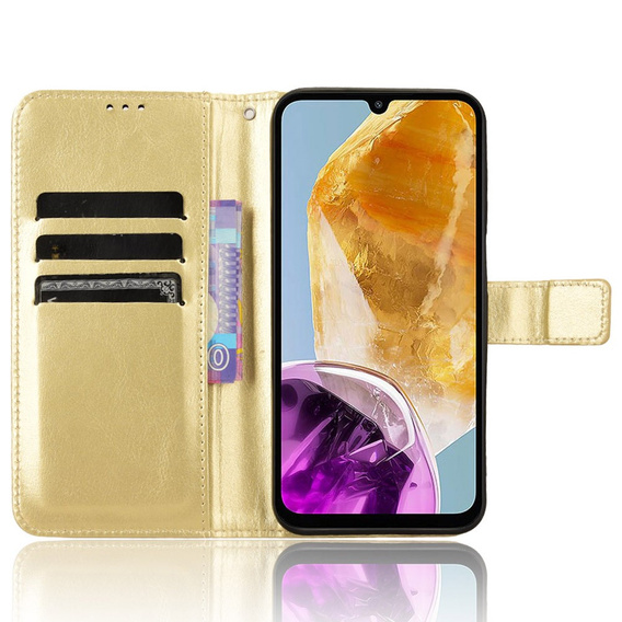 Откидной чехол для Samsung Galaxy M15 5G, Crazy Horse Wallet, золотой