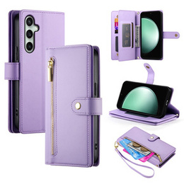 Откидной чехол для Samsung Galaxy S24 FE, Wallet Zipper Pocket, фиолетовый