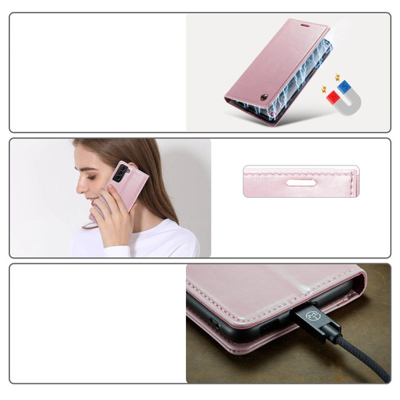 Флип-кейс CASEME для Samsung Galaxy S21, Waxy Textured, розовый