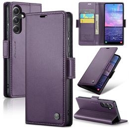Откидной чехол для Samsung Galaxy S23 FE, CASEME Wallet, тёмно-фиолетовый + 9H стекло