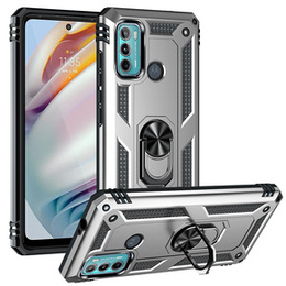 Бронированный Чехол до Motorola Moto G60, Nox Case Ring, серебряный