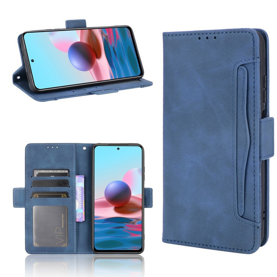 Откидной чехол для Xiaomi Redmi Note 10/10S, Card Slot, синий