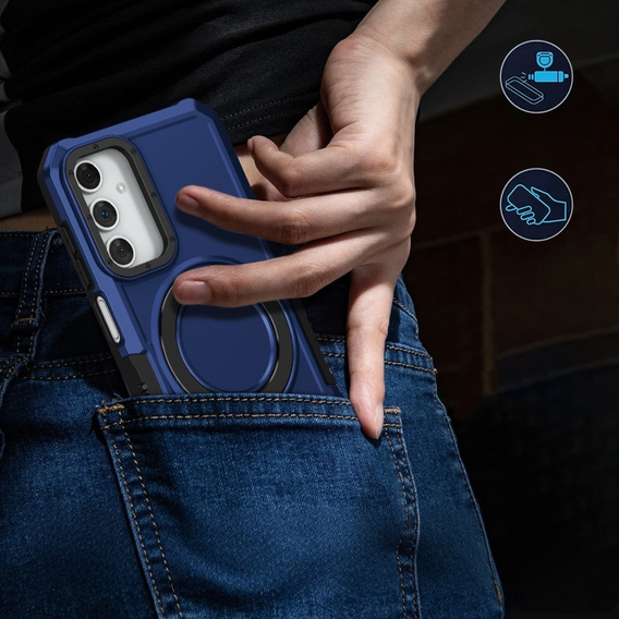 Чехол до Samsung Galaxy A15 5G, Kickstand Ring, чёрный + стекло 9H