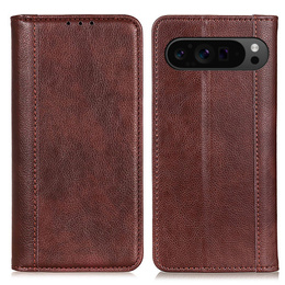 Чехол с клапаном для Google Pixel 10 Pro XL / 9 Pro XL, с карманом, кожа, коричневый