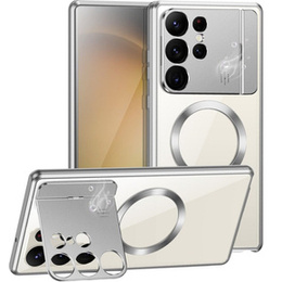 Магнитный чехол для Samsung Galaxy S23 Ultra 5G, Aroma Hybrid, серебряный