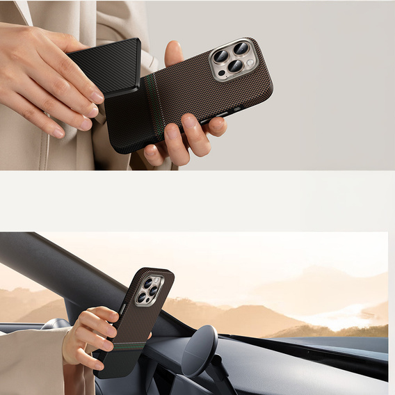 Чехол BENKS Kevlar Magnetic Armor Pro Prestige 600D Y066 для MagSafe с активной кнопкой для iPhone 16 Pro Max