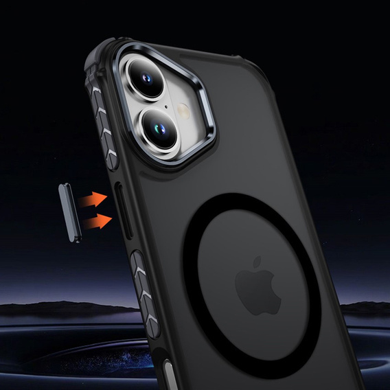 Матовий чохол для iPhone 17, броньований, для MagSafe, димчастий з чорними боковинами