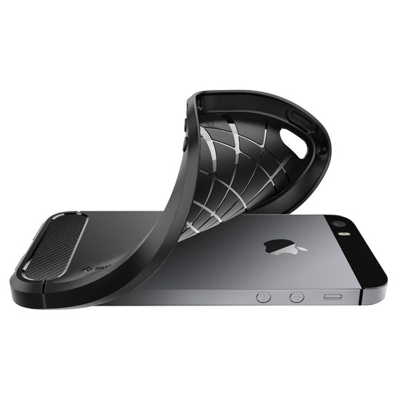 Чoхол Spigen до iPhone 5 5S SE, Rugged Armor, чорний