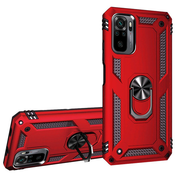 Бронированный Чехол до Xiaomi Redmi Note 10 / 10S, Nox Case Ring, красный