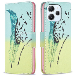 Откидной чехол для Xiaomi Redmi 12 4G, Wallet, feather, синий