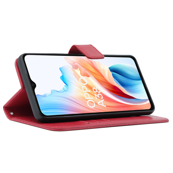 Футляр з клапаном для Oppo A38 4G / Oppo A18 4G, Crazy Horse Wallet, червоний