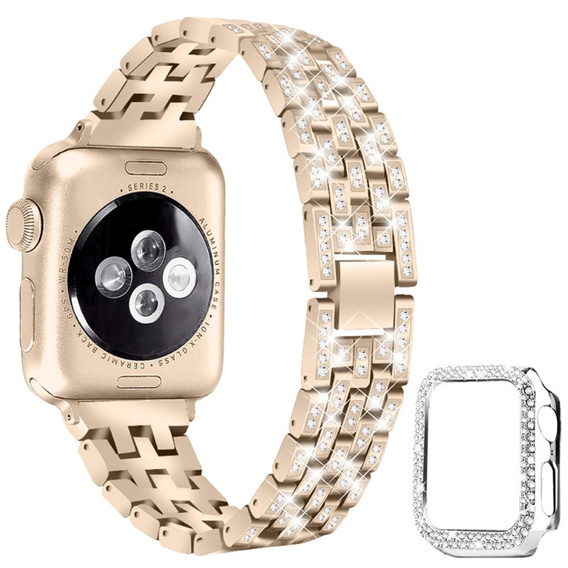 Металический браслет с чехлом для часов Apple Watch 4/5/6/SE 44mm, Gold