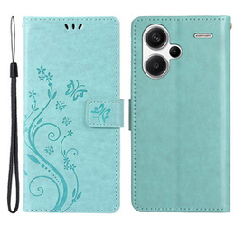 Откидной чехол для Xiaomi Redmi Note 13 Pro+, Butterfly, светло-голубой