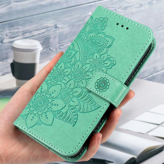 Откидной чехол для Samsung Galaxy A14 4G/5G, Mandala Flower, зелёный